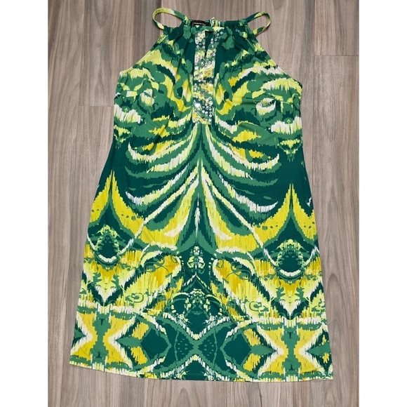 INC International Concepts Green and Yellow Dress Size Large - Picture 1 of 8